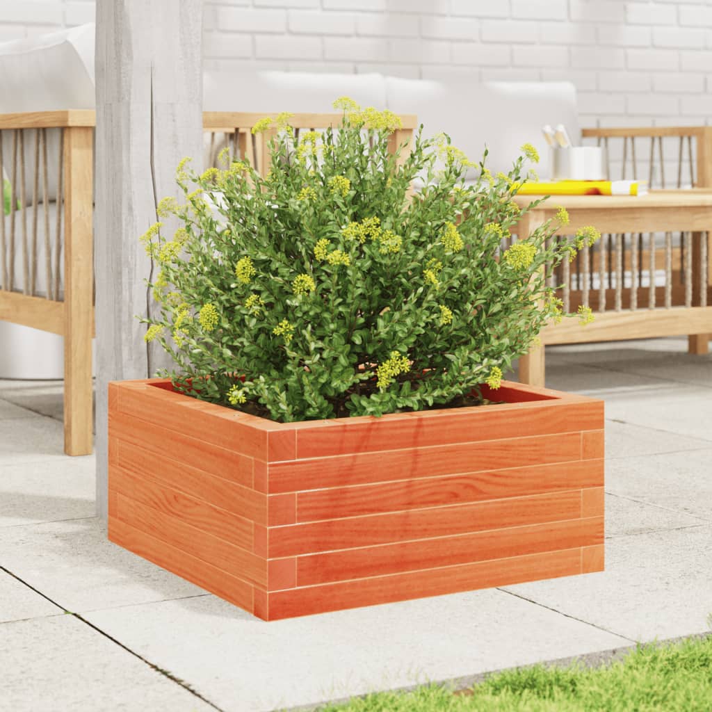 Jardinera De Madera Maciza De Pino Marrón Cera 50x50x23 Cm_2