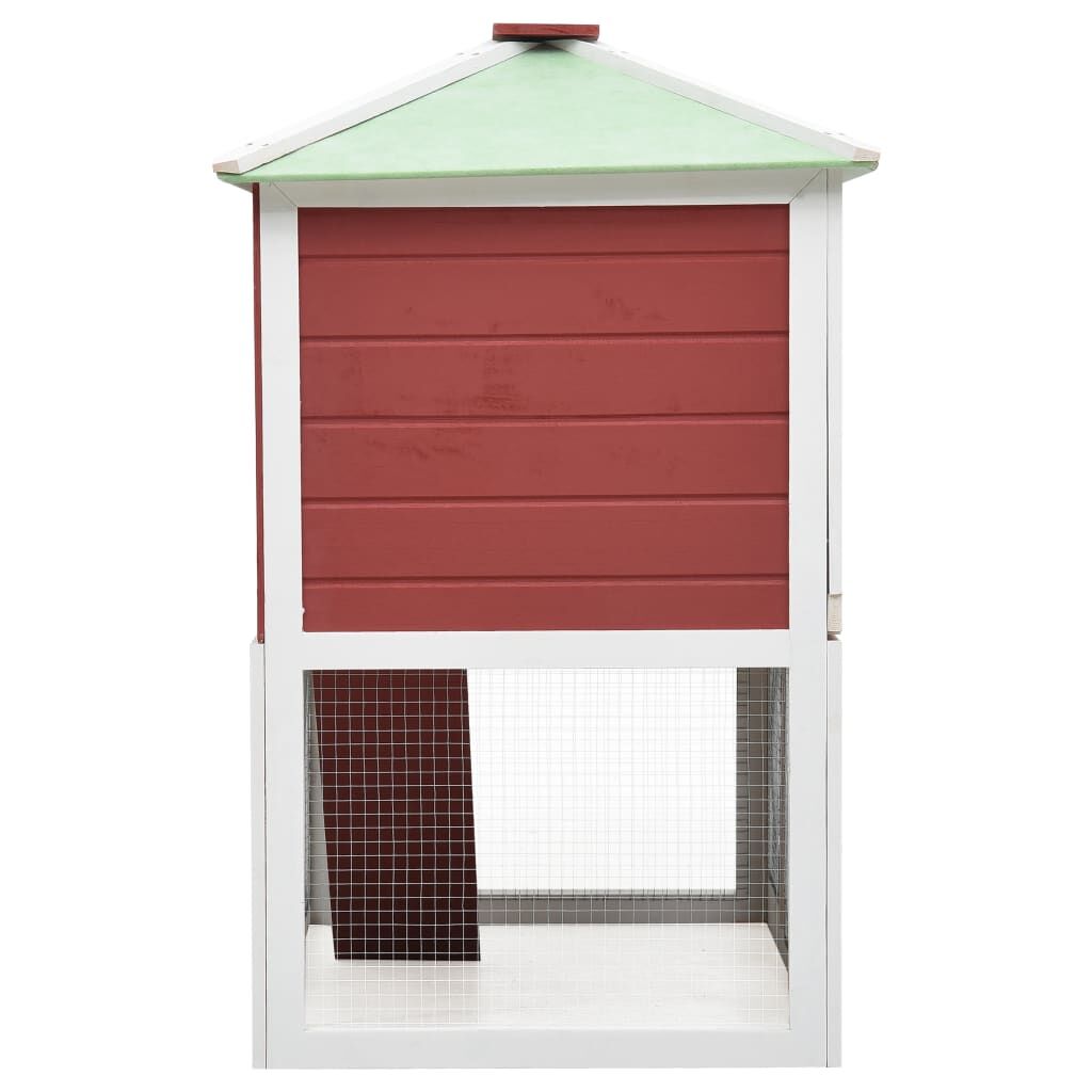 Vidaxl Conejera Jaula De Animales Con Doble Piso De Madera Rojo_3