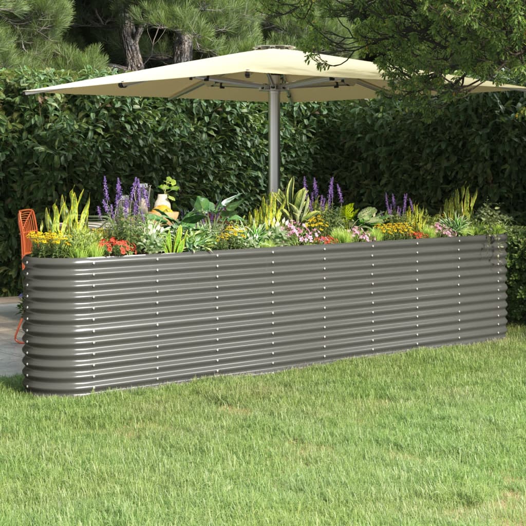 Jardinera Arriate Acero Galvanizado Gris 332x40x68 Cm_1