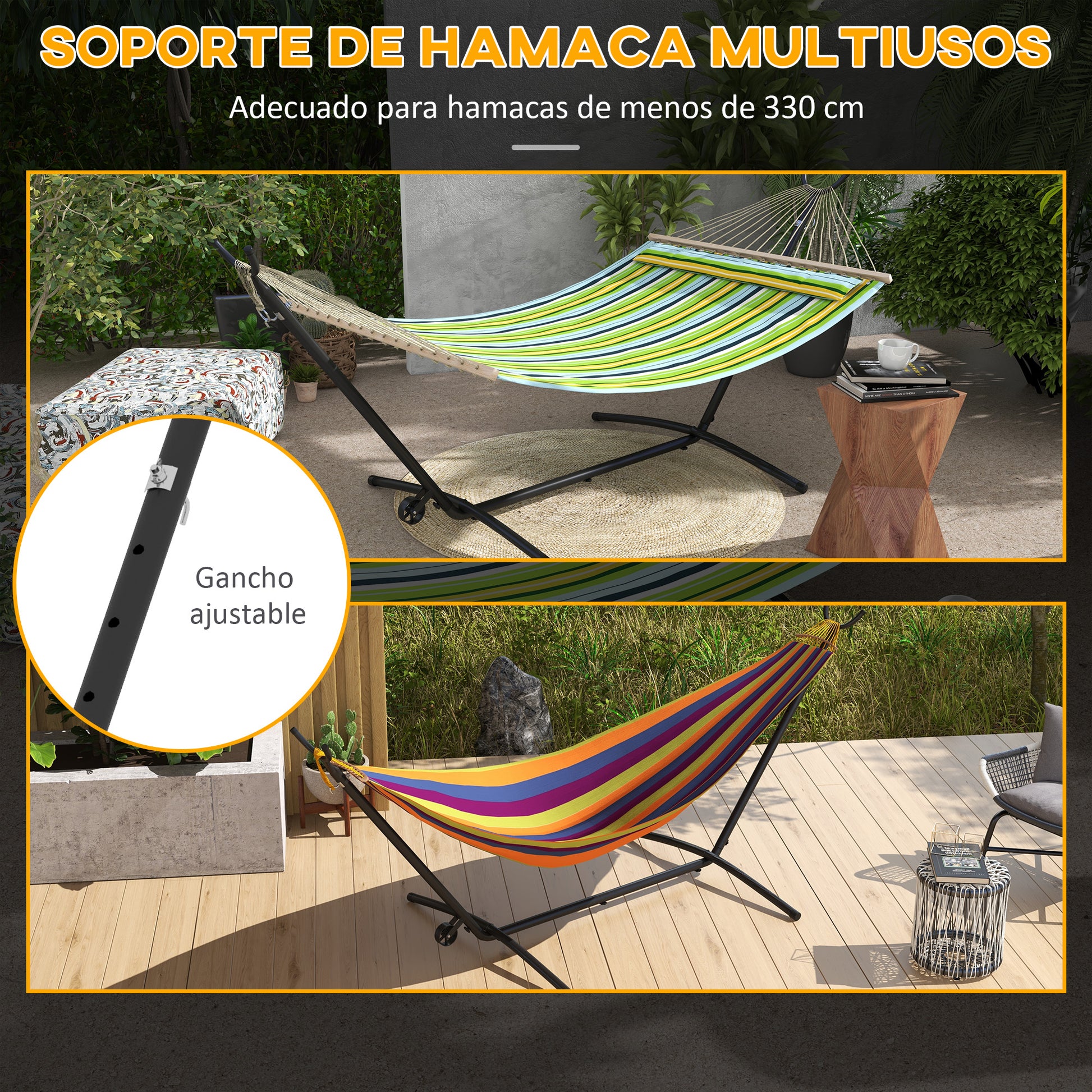 Outsunny Soporte Para Hamacas Con Rueda Carga 220 Kg290x120x115 Cm Negro_4