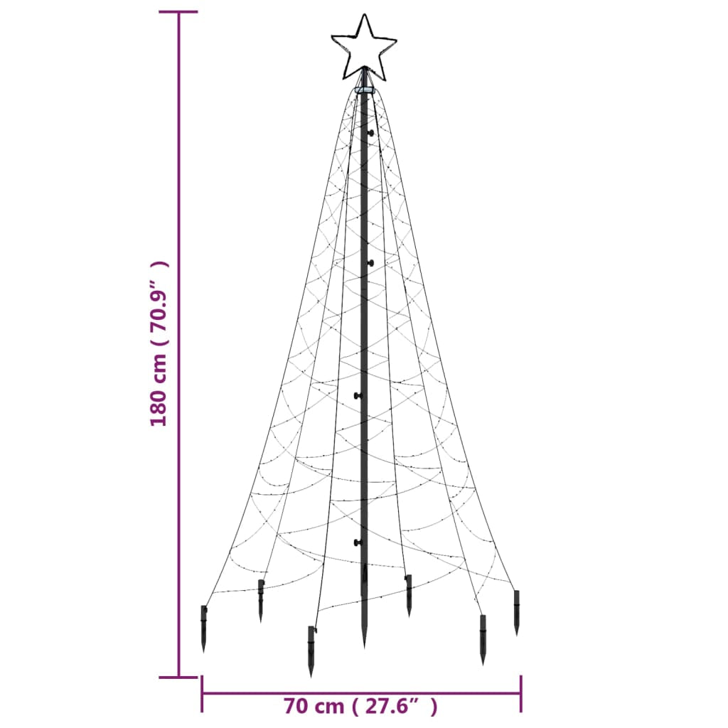 Vidaxl Árbol De Navidad Con Pincho 200 Led Blanco Cálido 180 Cm_2