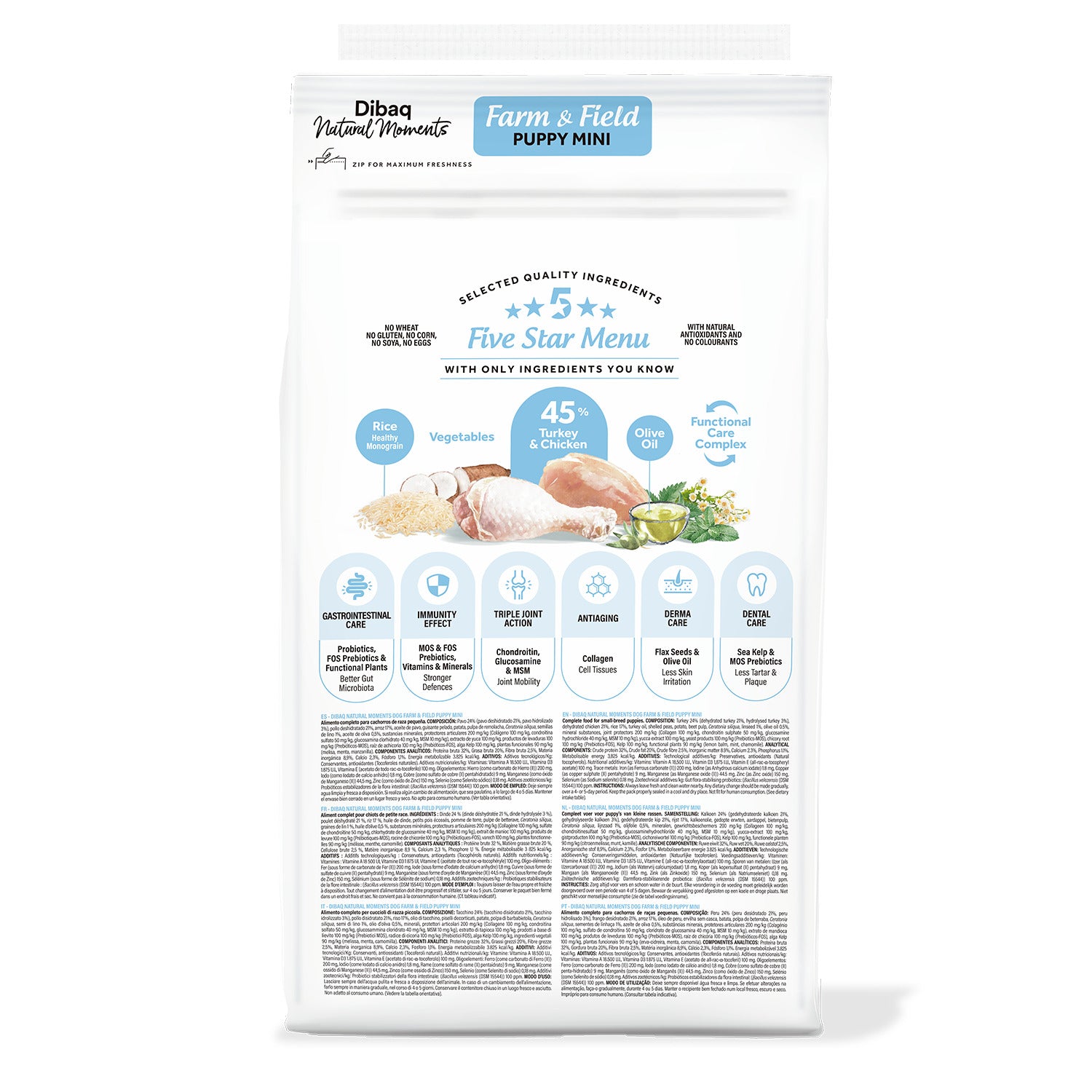 Dibaq Natural Moments 5 Star Pavo Y Pollo Cachorro Razas Pequeñas 2kg_1