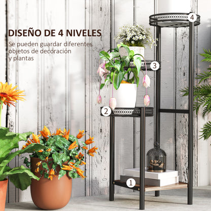 Outsunny Soporte Para Plantas De 4 Niveles Interior Y Exterior 25x25x80 Cm Negro_3