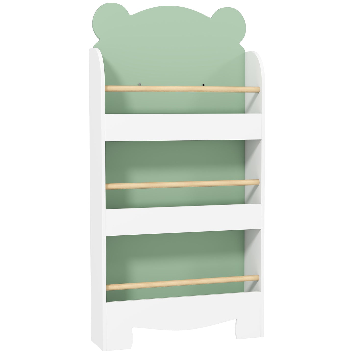 Aiyaplay Librería Infantil De 3 Niveles Diseño De Osito Verde_0