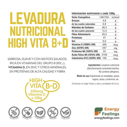 Pack 2x Levadura nutricional high vitamina D Energy Feelings 1 Kg