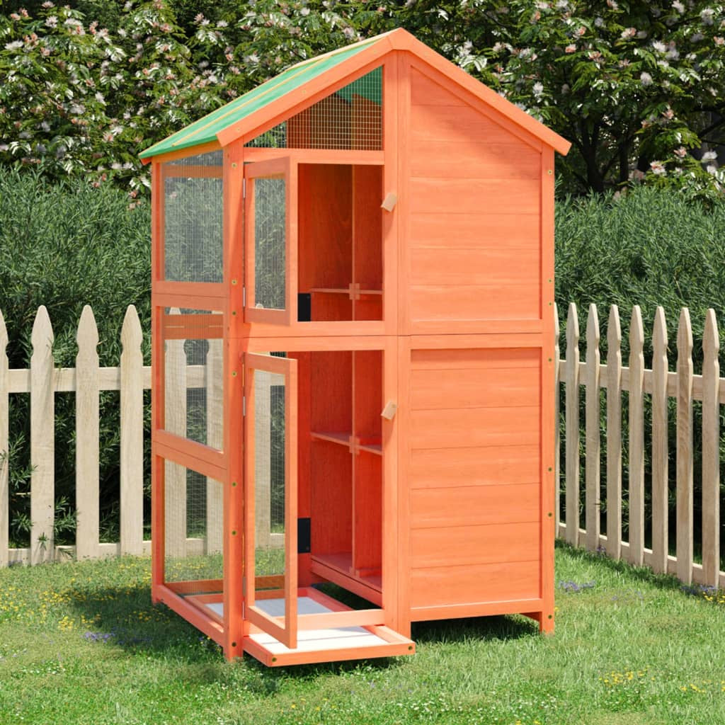 Vidaxl Casita Para Pájaros Madera Maciza Pino Marrón 97x81x152 Cm_1