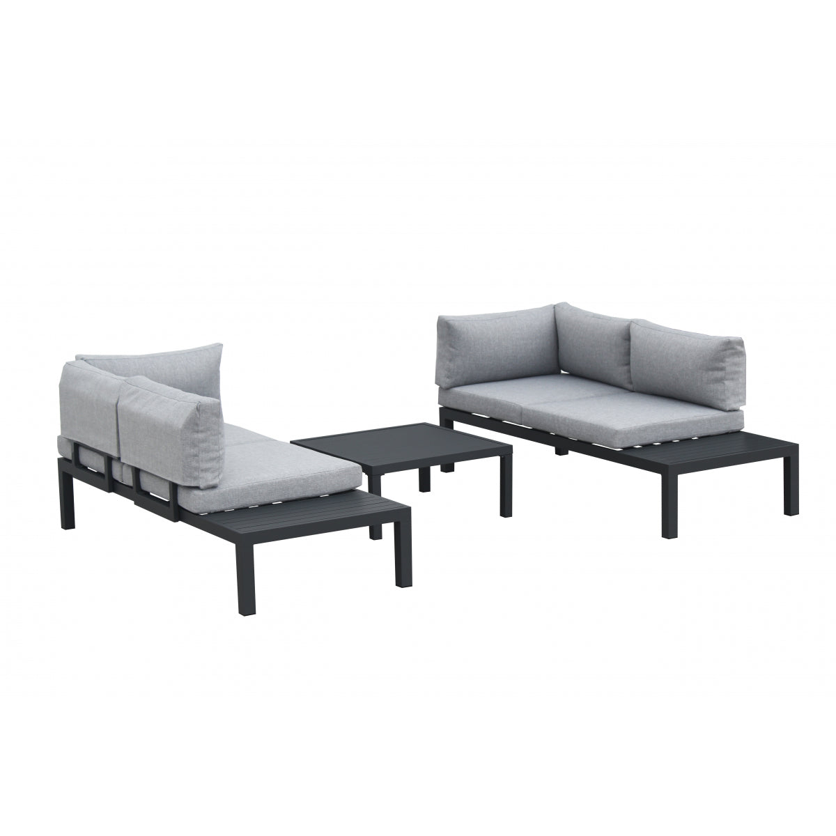 Manava Aluminio Gris Oscuro 5 Personas Esquina Set De Jardín 2 Sofás + 1 Mesa - Muebles De Jardín_1