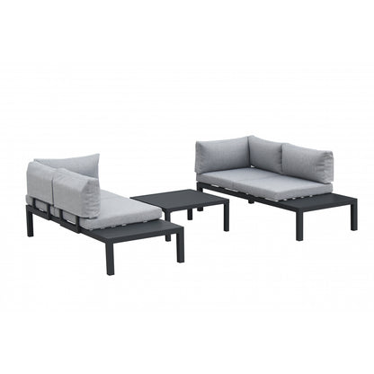 Manava Aluminio Gris Oscuro 5 Personas Esquina Set De Jardín 2 Sofás + 1 Mesa - Muebles De Jardín_1