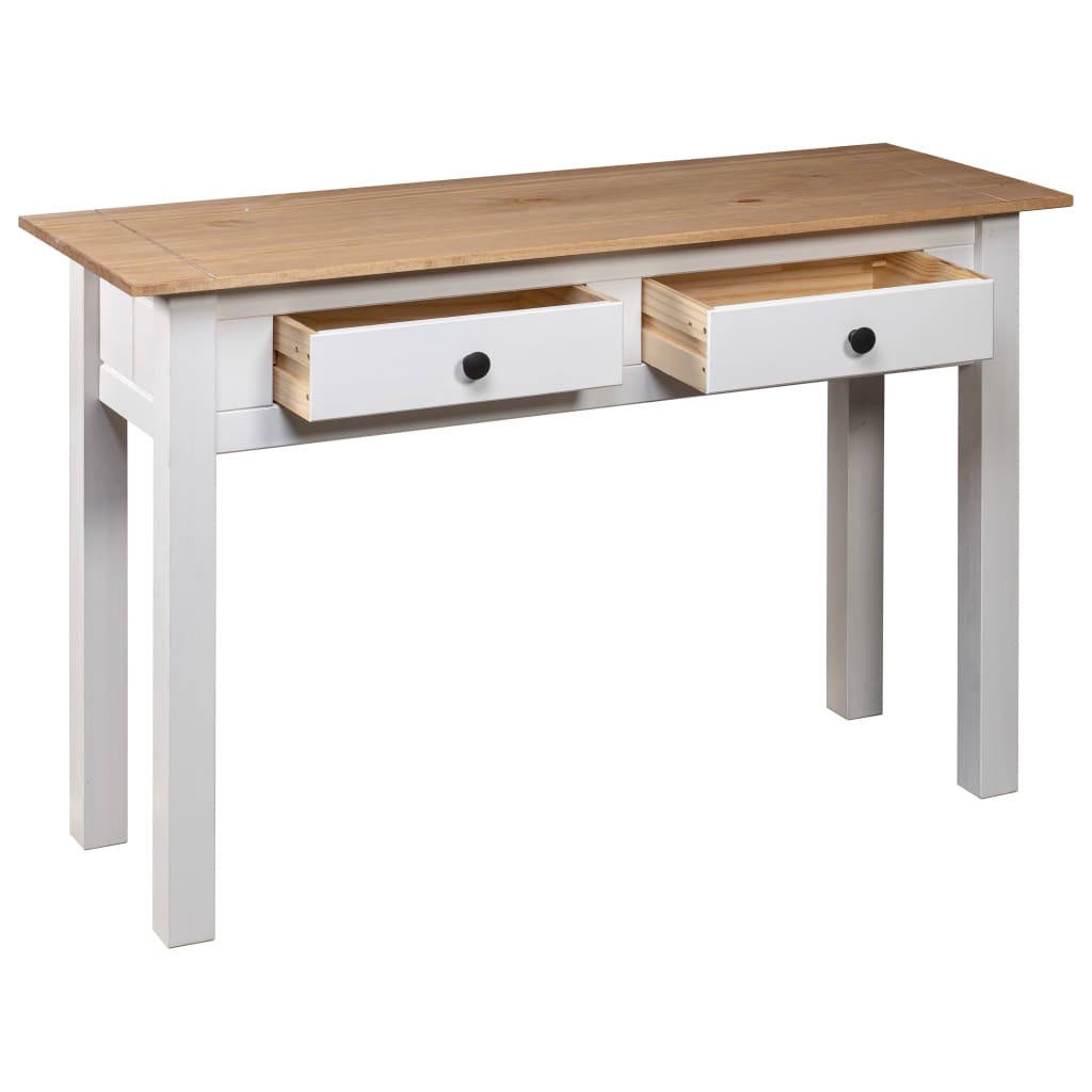 Mesa Consola Madera Maciza Pino Panamá Blanco 110x40x72cm_4
