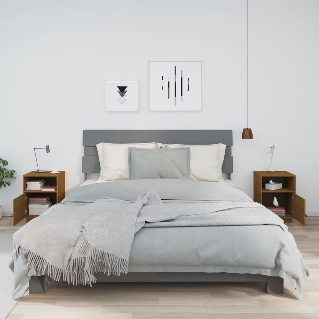 Mesitas De Noche 2 Uds Madera De Pino Marrón Miel 40x34x55 Cm_1