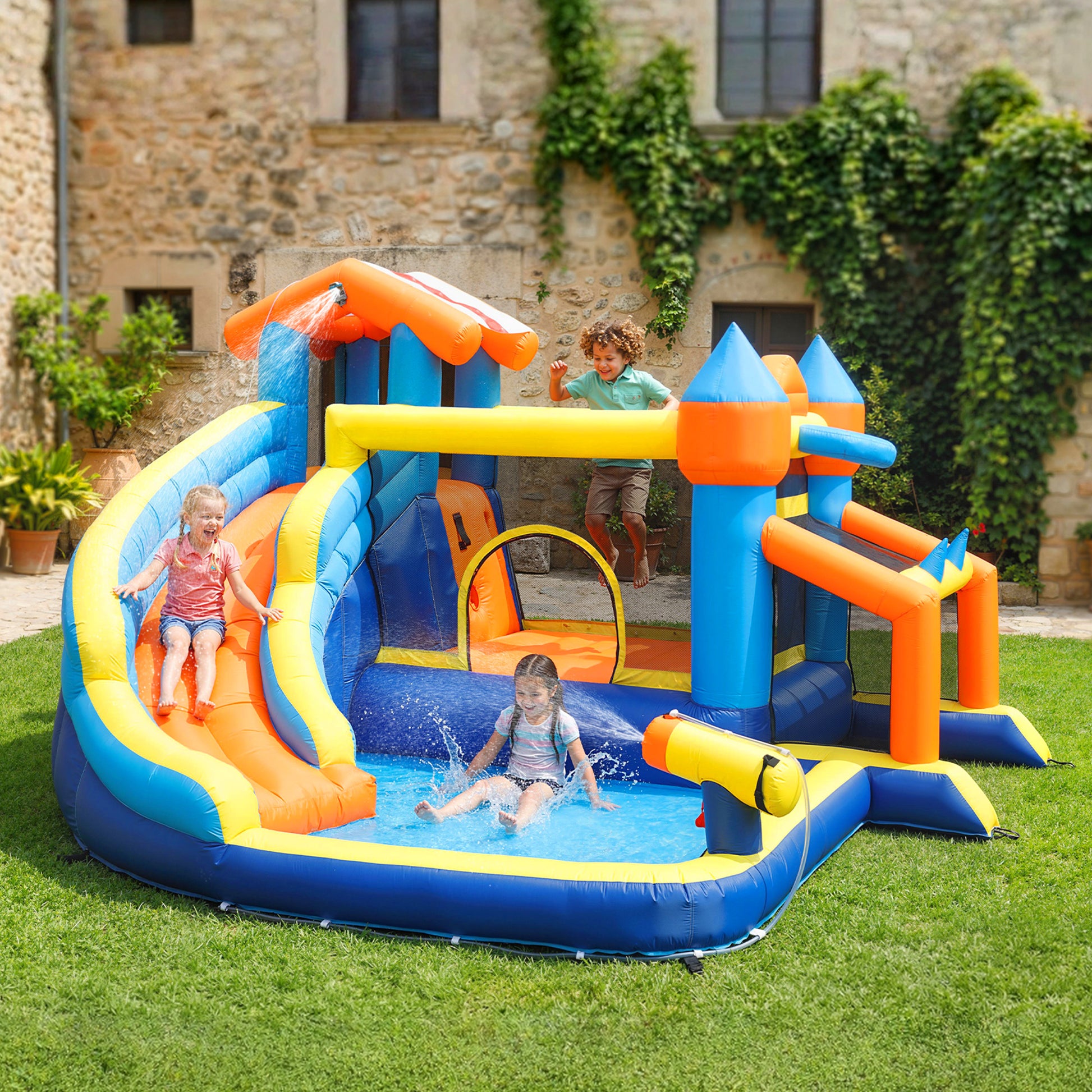 Aiyaplay Castillo Hinchable Acuático 8 En 1 Con Soplador 550w Tobogán Trampolín_1