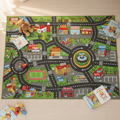 Aiyaplay Alfombra Infantil Carretera De Ciudad 200x150 Cm Antideslizante_1