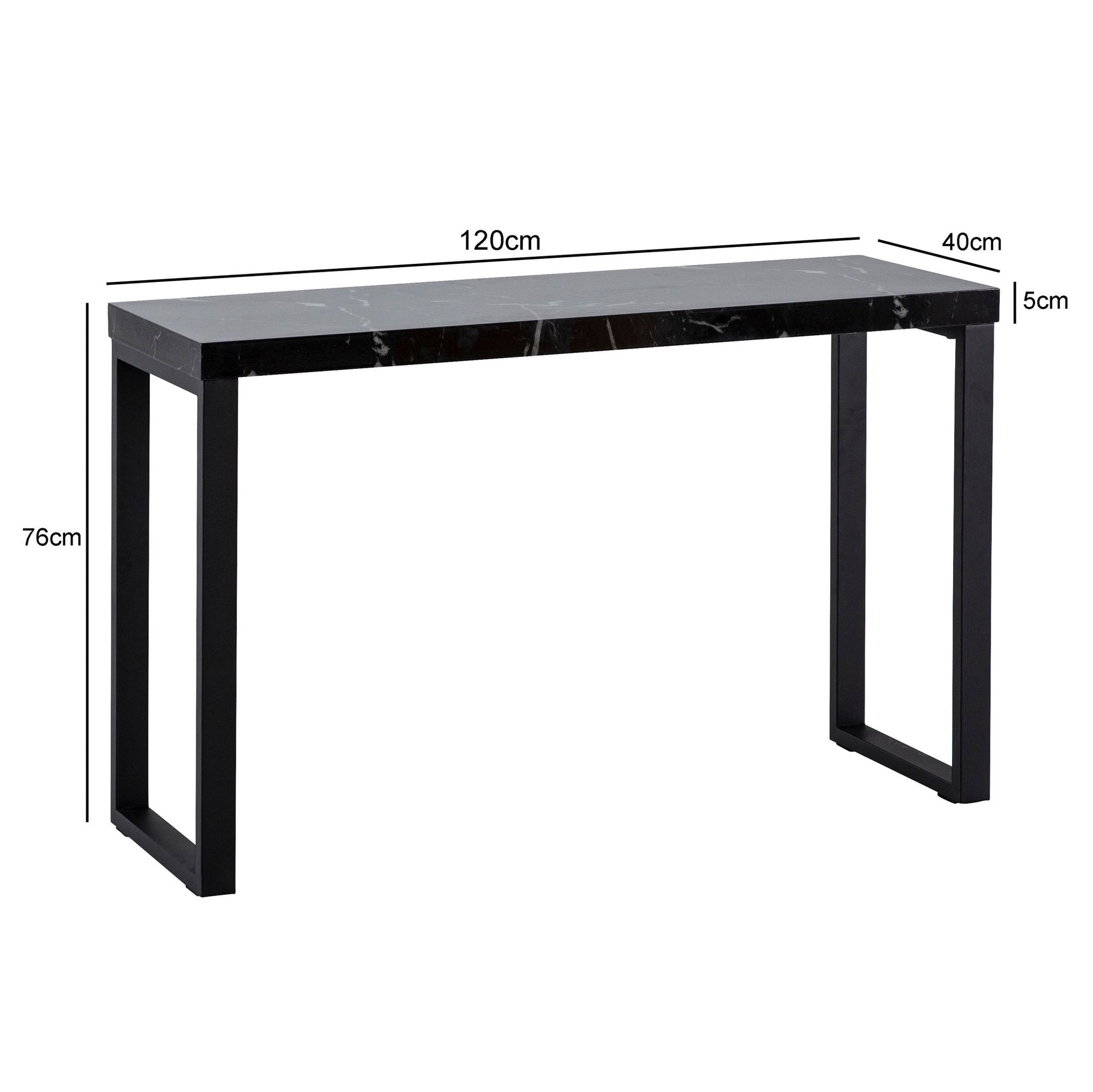Mesa Consola Aspecto Mármol Negro Brillante 120x40x76 Cm_3