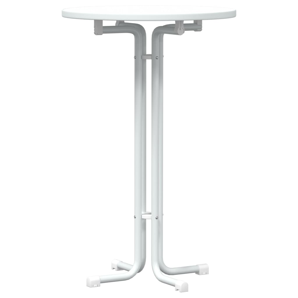 Mesa Alta De Comedor Madera Ingeniería Y Acero Blanco Ø70x110cm_0