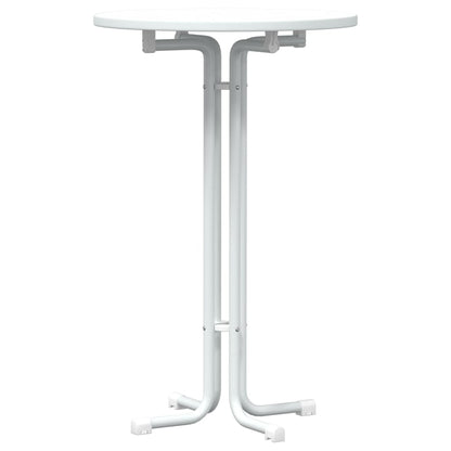 Mesa Alta De Comedor Madera Ingeniería Y Acero Blanco Ø70x110cm_0