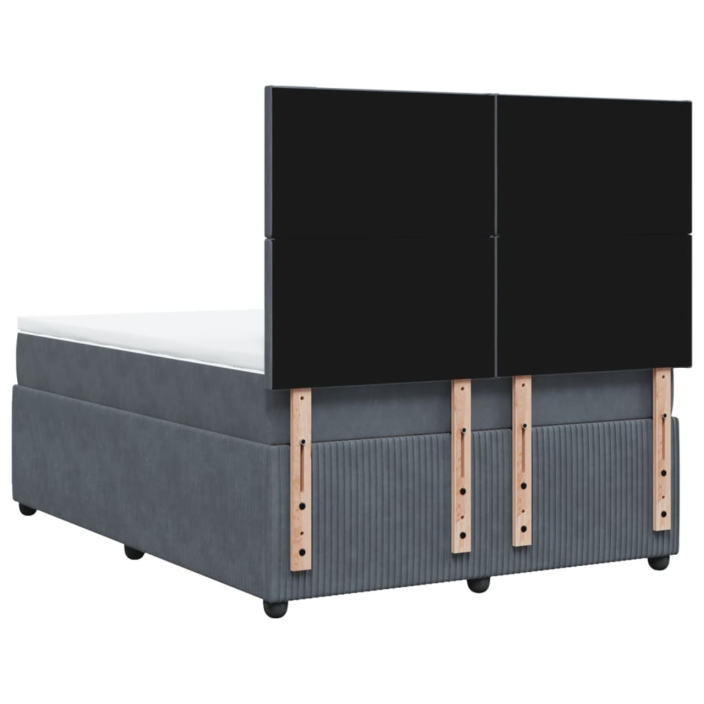 Cama Box Spring Con Colchón Terciopelo Gris Oscuro 140x200 Cm / Vetonek_0