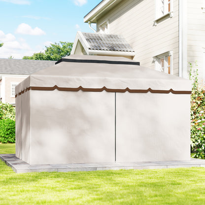 Outsunny Cenador De Jardín 4x3 M Con Doble Techo 4 Cortinas Y Mosquitera Crema_4