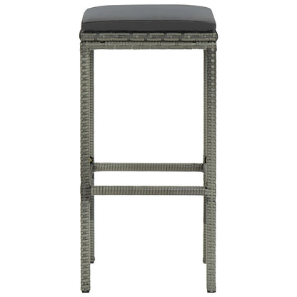Taburetes De Cocina Con Cojines 2 Uds Ratán Sintético Gris_3