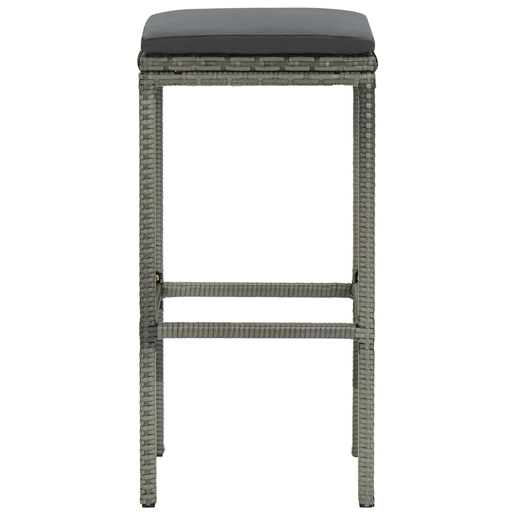 Taburetes De Cocina Con Cojines 6 Unidades Ratán Sintético Gris_2
