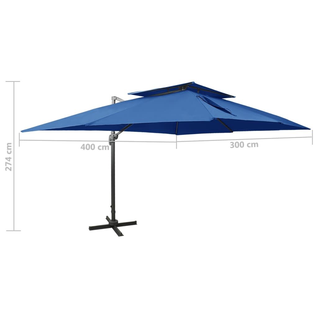 Vidaxl Sombrilla Jardín Voladiza Cubierta Doble Azul Celeste 400x300cm_2