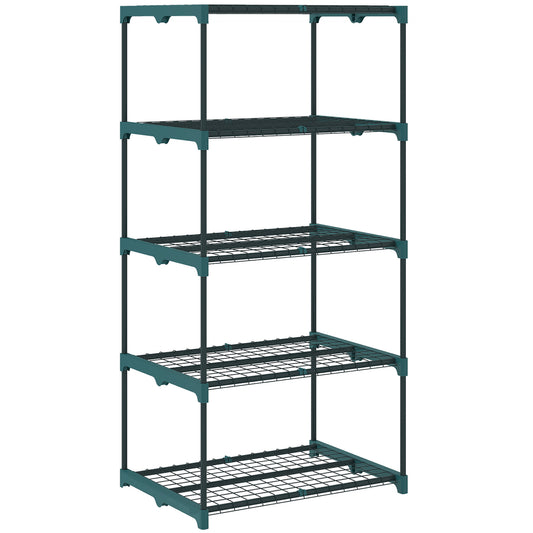 Outsunny Soporte Para Plantas De 5 Niveles De Acero 67x49x138 Cm Verde Oscuro_0