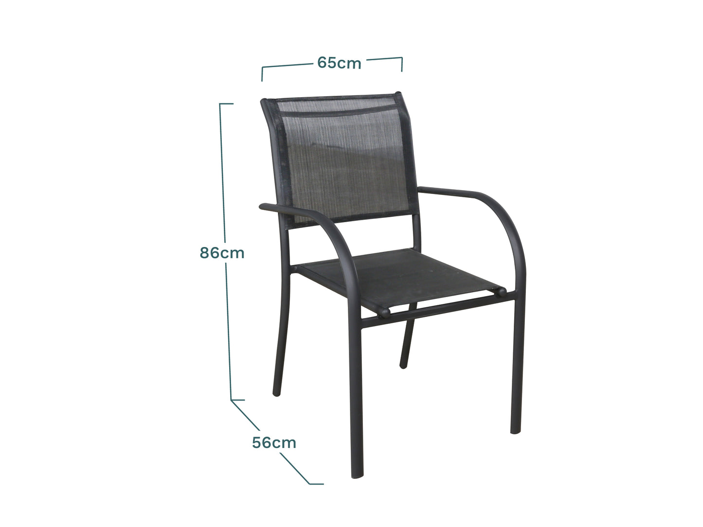 Lote De 4 Sillones De Jardín Apilables Gris Antracita - Muebles De Jardín - Texaline Aluminio 65x56x86cm_2