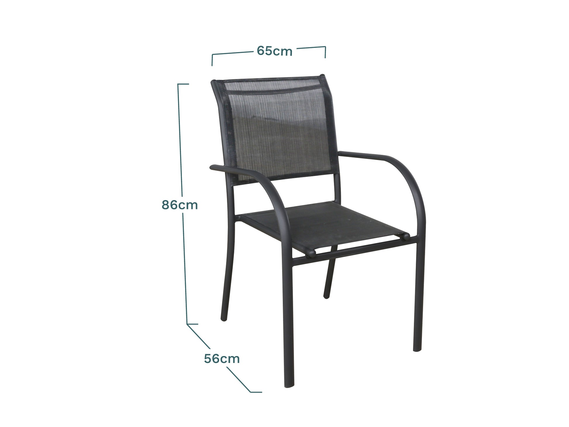 Lote De 4 Sillones De Jardín Apilables Gris Antracita - Muebles De Jardín - Texaline Aluminio 65x56x86cm_2