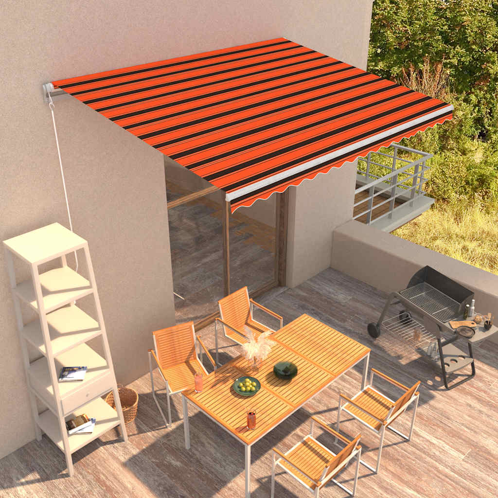 Toldo Manual Retráctil Naranja Y Marrón 400x300 Cm_1