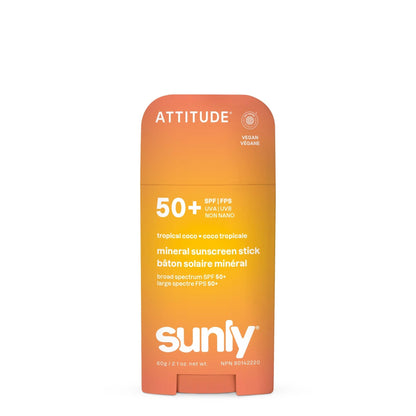 Mineral sunscreen Stick Face & Body SPF 50 tropicale coco Attitude Sunly 60 g