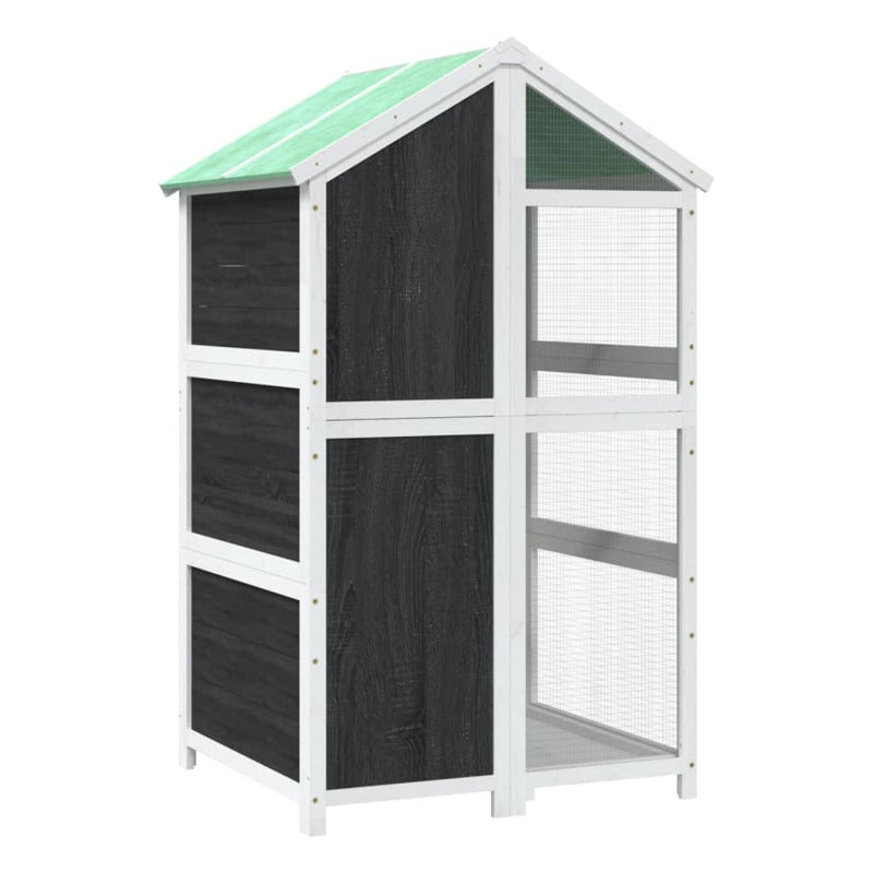 Vidaxl Casita Para Pájaros Madera Maciza Pino Gris 97x81x152 Cm_5
