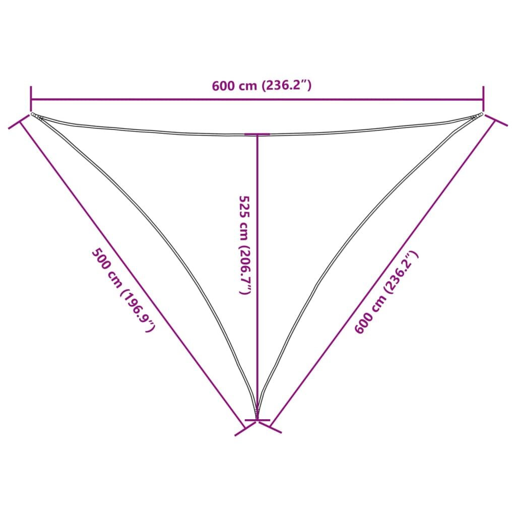 Vidaxl Toldo De Vela Triangular Tela Oxford Blanco 5x6x6 M_2