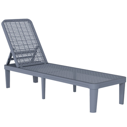 Outsunny Tumbona Jardín Exterior Con Respaldo Ajustable 191x55x35,5 Cm Gris_0