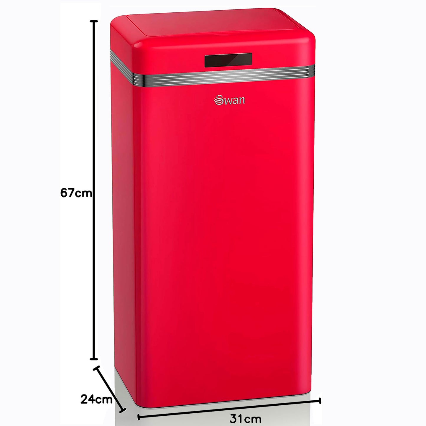 Cubo De Basura Cocina Automático, Sensor De Movimiento, 45l, Metálico, Papelera Reciclaje, Swan, Swka4500rneu, Rojo