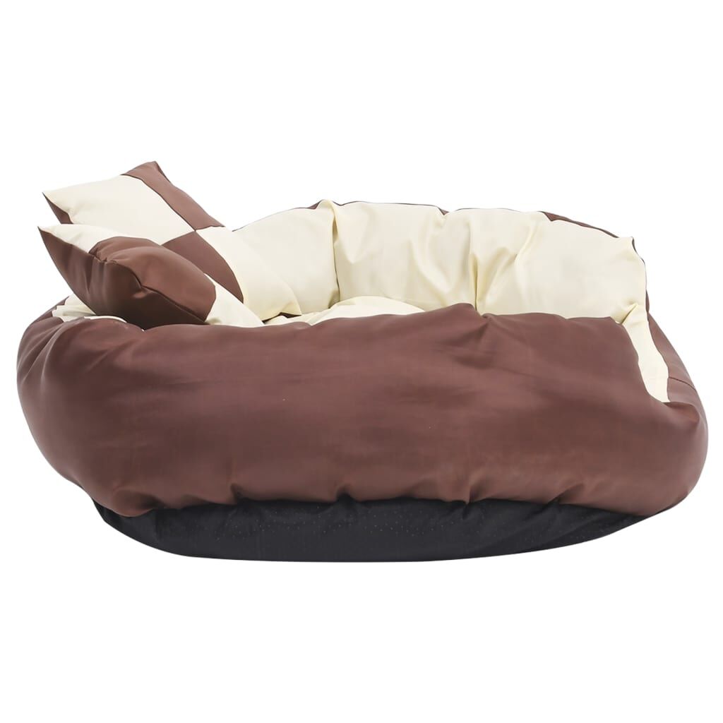Vidaxl Cojín Para Perro Reversible Y Lavable Marrón Y Crema 85x70x20cm_3