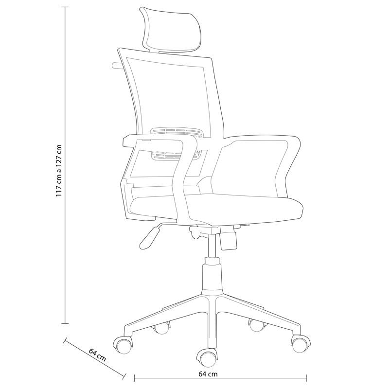 Silla De Oficina Winner Tapizado, Azul, 64 X 117–127 X 64_4