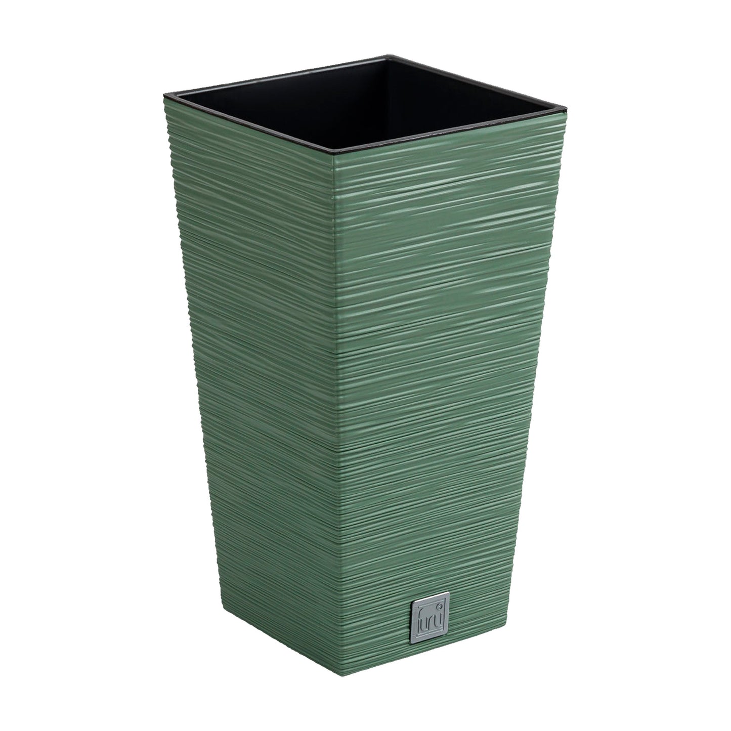 Macetero Color Verde Tierra, Con Depósito, Colección Furu, De 20 X 20 X 38 Cm, Capacidad De 5 L._0