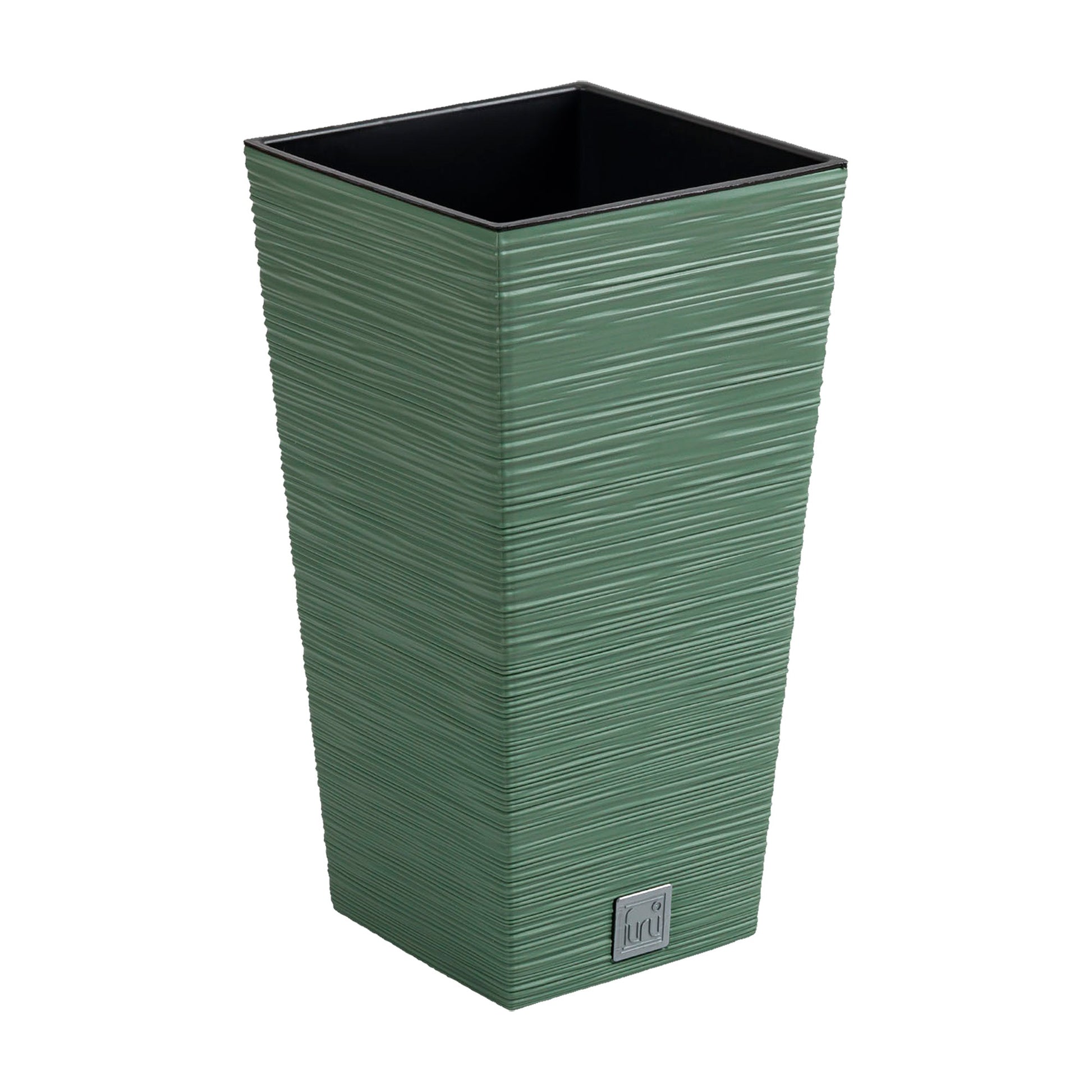 Macetero Color Verde Tierra, Con Depósito, Colección Furu, De 20 X 20 X 38 Cm, Capacidad De 5 L._0