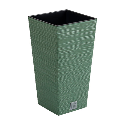 Macetero Color Verde Tierra, Con Depósito, Colección Furu, De 20 X 20 X 38 Cm, Capacidad De 5 L._0