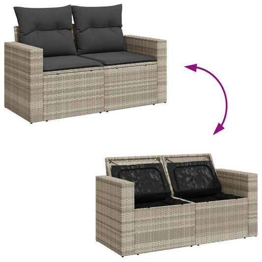 Set De Sofás De Jardín 8 Pzas Y Cojines Ratán Sintético Gris / Vetonek_0