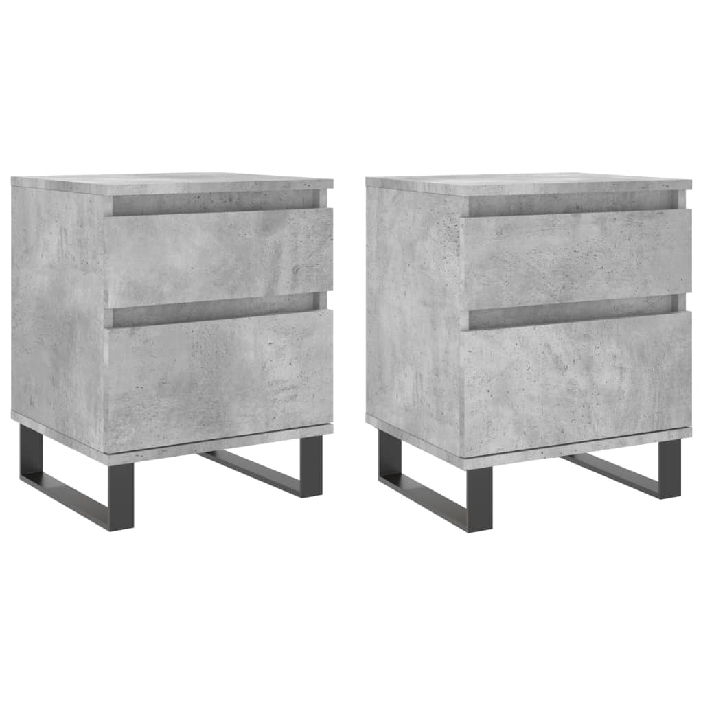 Mesitas Noche 2 Uds Madera Ingeniería Gris Hormigón 40x35x50 Cm_0