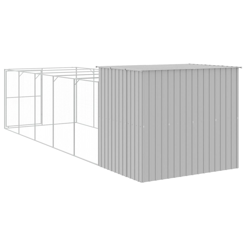 Caseta Perros Corral Acero Galvanizado Gris Claro 214x661x181cm_4