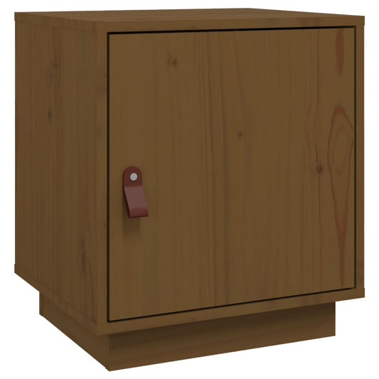 Mesita De Noche Madera Maciza De Pino Marrón Miel 40x34x45 Cm_0