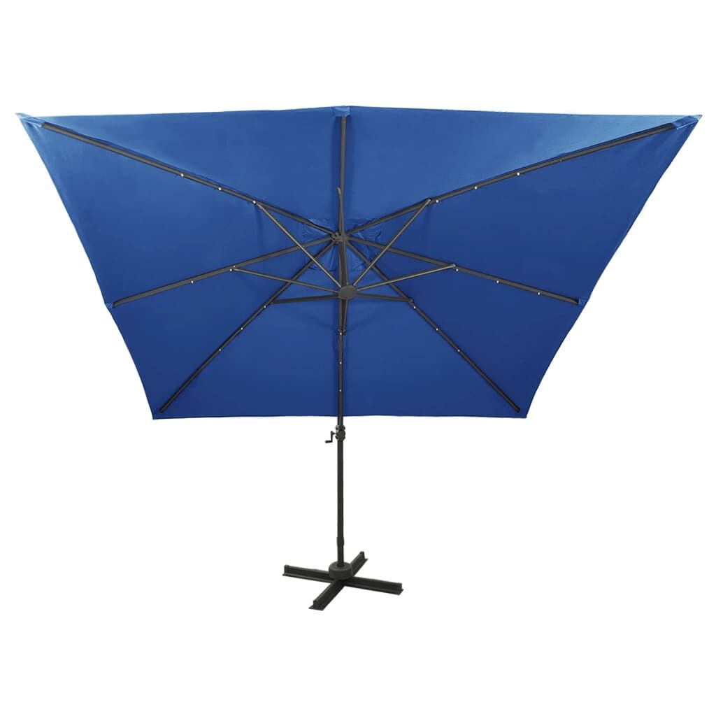 Vidaxl Sombrilla Jardín Voladiza Palo Y Luces Led Azul Celeste 300 Cm_4