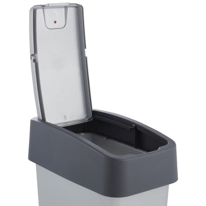 Cubo De Basura Premium Con Tapa Abatible, Tacto Suave, 10l, Color Plateado