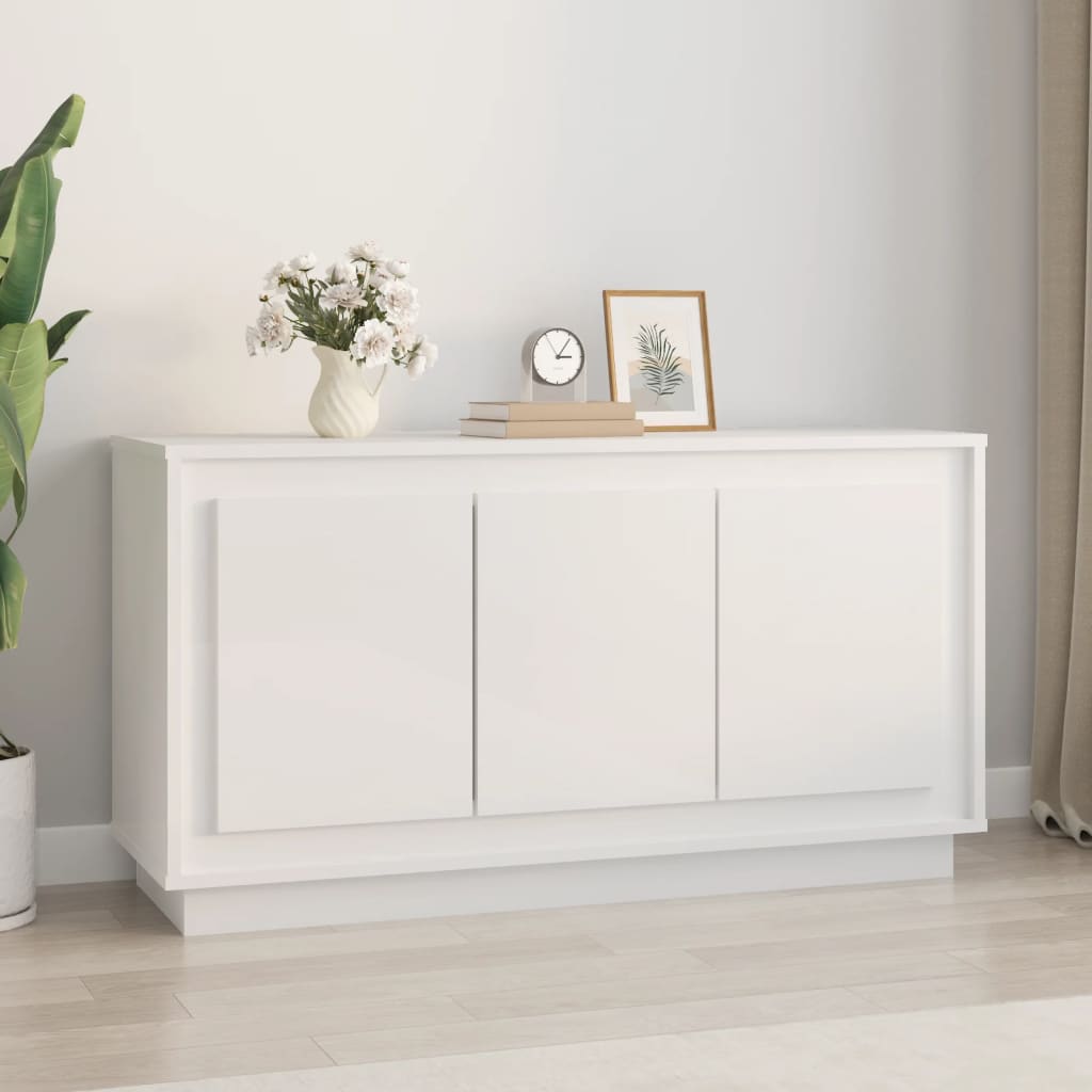 Aparador De Madera Contrachapada Blanco Brillante 102x35x55 Cm / Vetonek_1