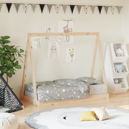 Estructura De Cama Para Niños Madera Maciza De Pino 70x140 Cm / Vetonek_0