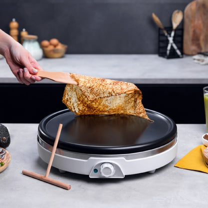 Crepera Fun Crepestone Xl Inox. 1350 W, Acero Inoxidable, Placa Con Revestimiento Antiadherente Y Extraíble, Termostato Regulable, Rodillo Y Espátul_4