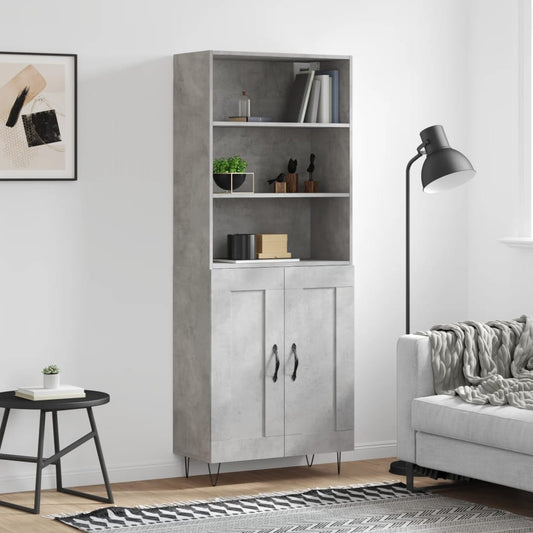 Aparador Alto Madera Contrachapada Gris Hormigón 69,5x34x180 Cm_0