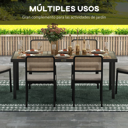 Outsunny Mesa De Comedor Exterior De Aluminio 190x90x74 Cm Natural Y Negro_5