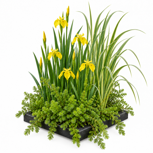 Isla Filtrante Para Estanque 25x25 Cm - Set Completo Con 4 Plantas_0
